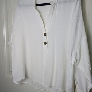 Zara Wmns 3/4 Sleeve SzXL Oversized Preppy Boho Chic Blouse